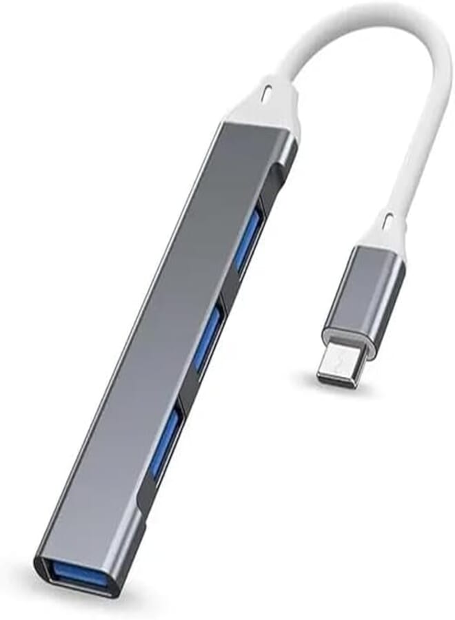 Herfair USB Expander,USB Hub,USB Splitter,4 Ports USB Adapter,Type-C to USB 3.0 Dongle USB-C Splitter Ultra Slim OTG USB Extender Compatible with Windows, MacBook Pro/Air, Chrome Space Gray